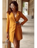 Long mustard jacket dress FG575 - Online store - Boutique